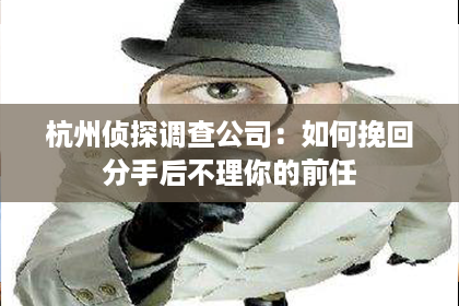 杭州侦探调查公司：如何挽回分手后不理你的前任